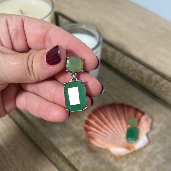 JCrew Green Gem Drop Earrings - Picture 2 of 3